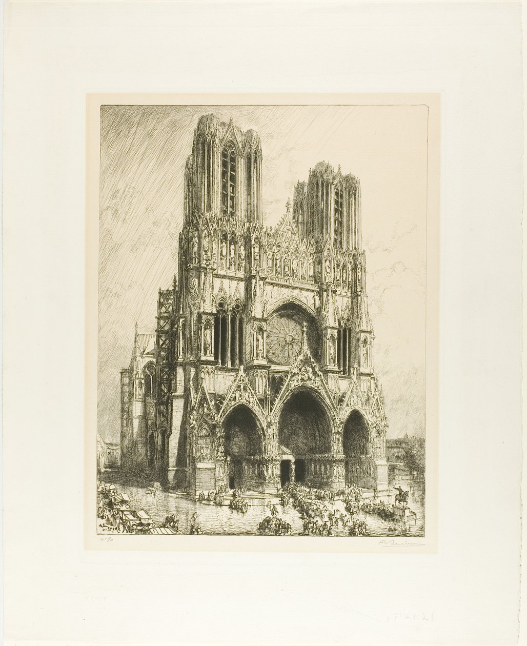 Rheims Cathedral by Louis Auguste Lepère