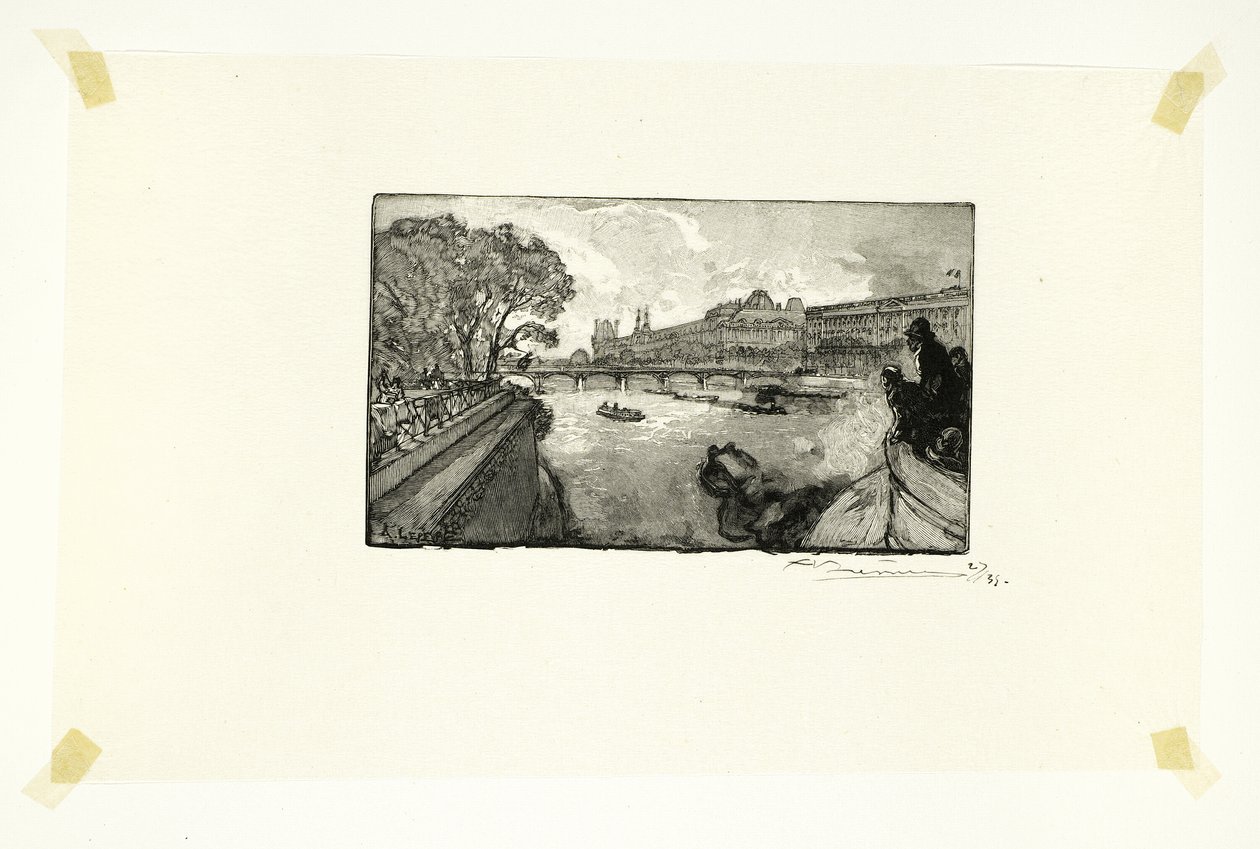 The Louvre, Viewed from the Pont-Neuf, plate thirteen from Along the Seine and the Boulevards by Louis Auguste Lepère