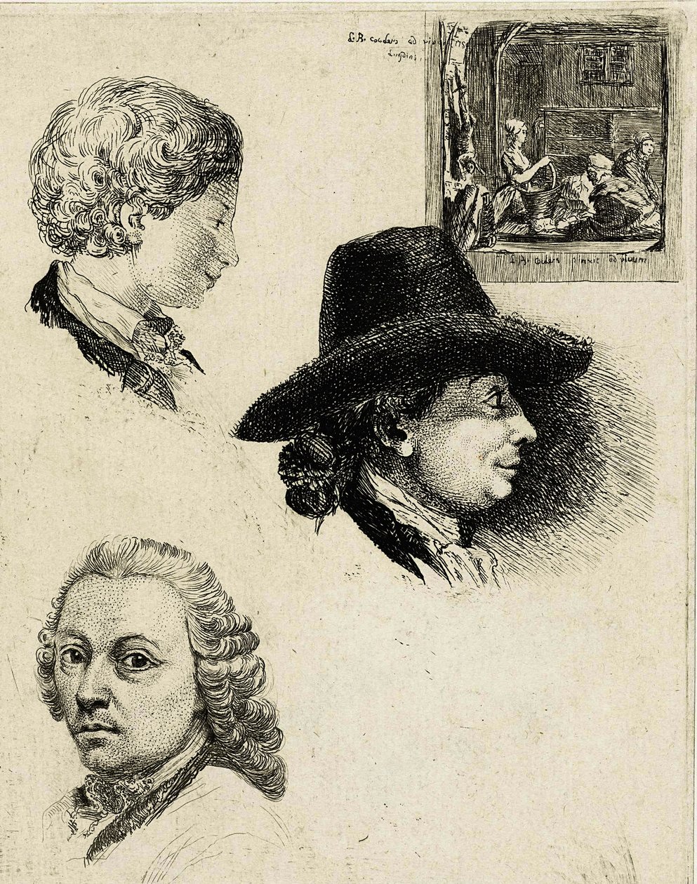 Study Sheet with Portraits of Louis Bernard Coclers and Family by Louis Bernard Coclers