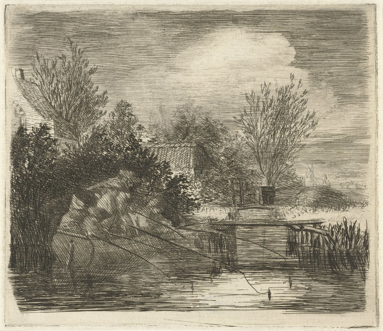 Anglers by a River by Louis Bernard Coclers