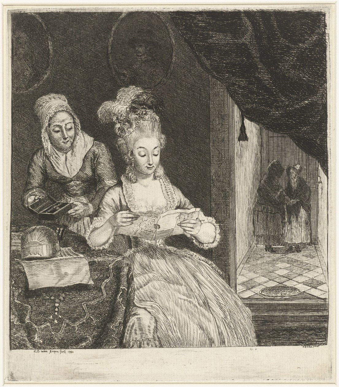 Young Woman Reading a Letter by Louis Bernard Coclers
