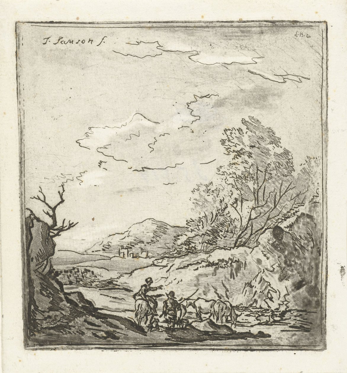 Landscape with Rider and Shepherd by Louis Bernard Coclers