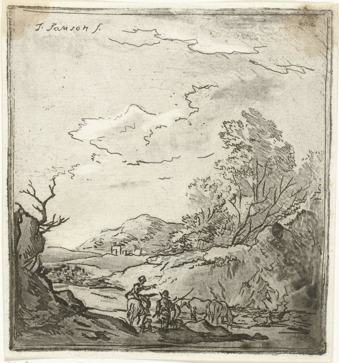 Landscape with Rider and Shepherd by Louis Bernard Coclers