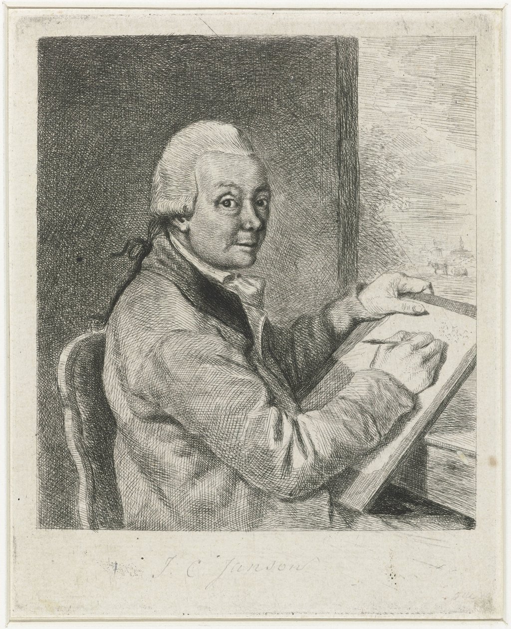 Portrait of the Artist Johannes Janson, Drawing by Louis Bernard Coclers