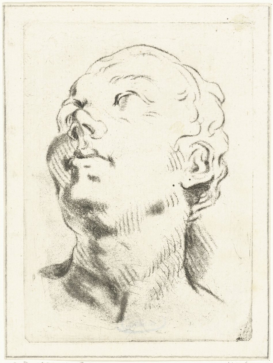 Study Sheet with a Head Looking Upwards by Louis Bernard Coclers