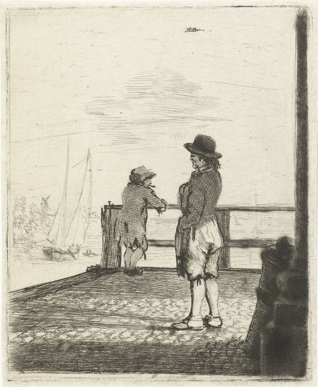 Two Sailors Waiting in the Harbor by Louis Bernard Coclers