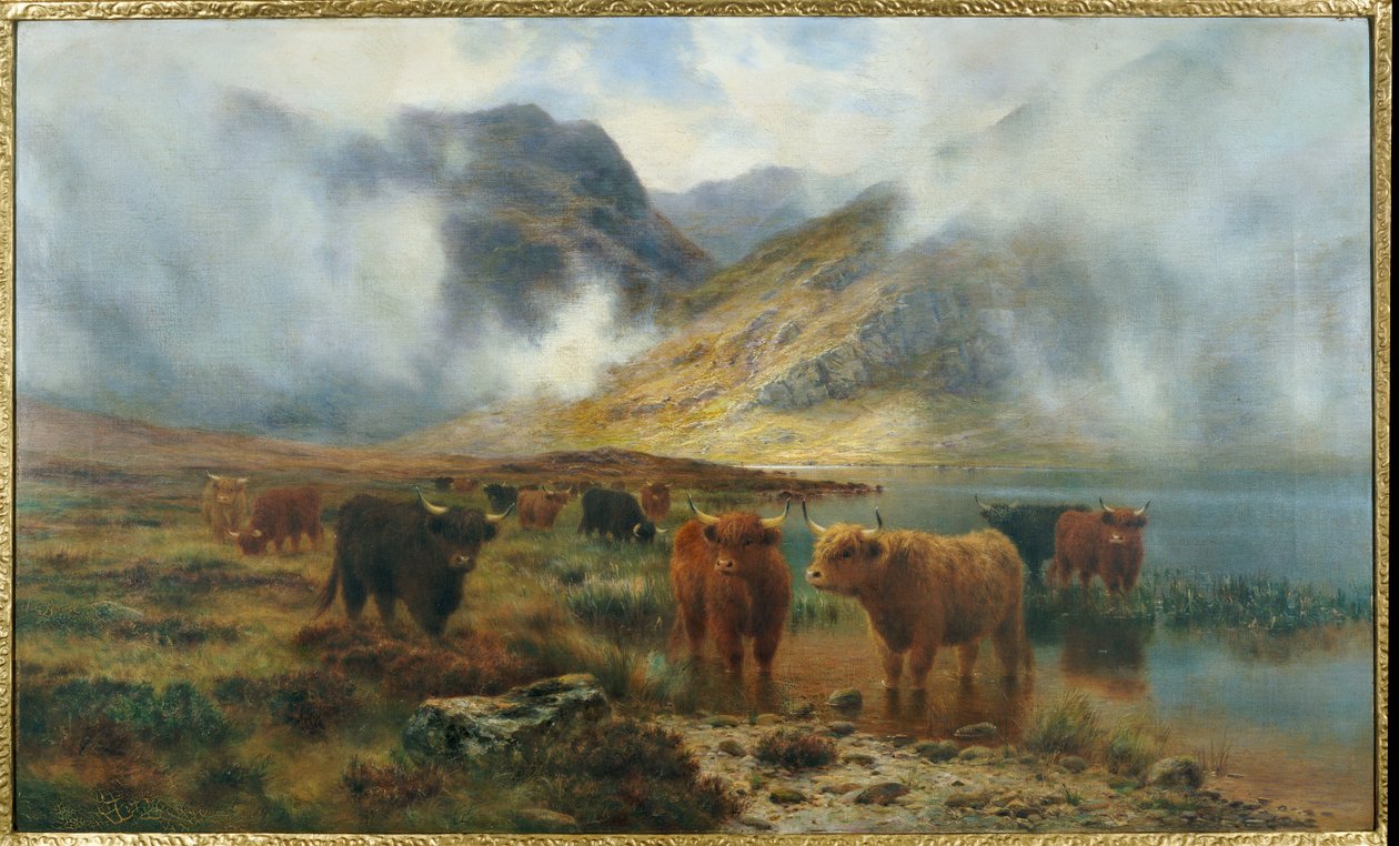 By Loch Treachlan, Glencoe, Morning Mists by Louis Bosworth Hurt
