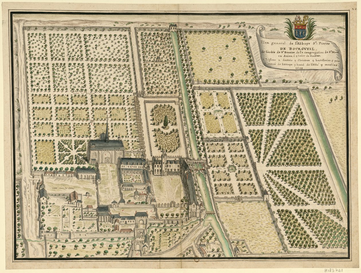 Abbaye de Bourgueil, General Plan by Louis Boudan