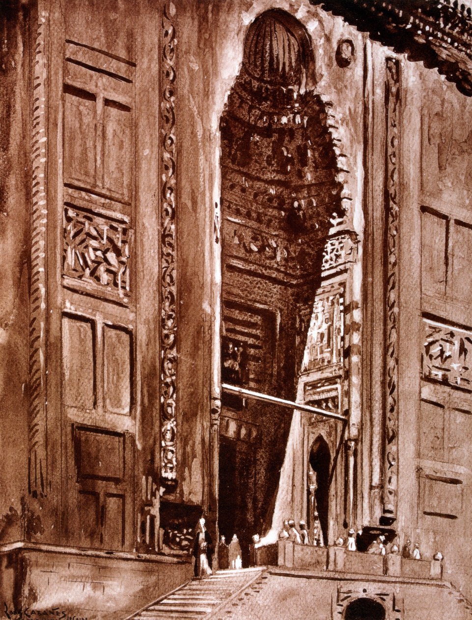 Entrance to the Mosque of Sultan Hassan by Louis Cabanes