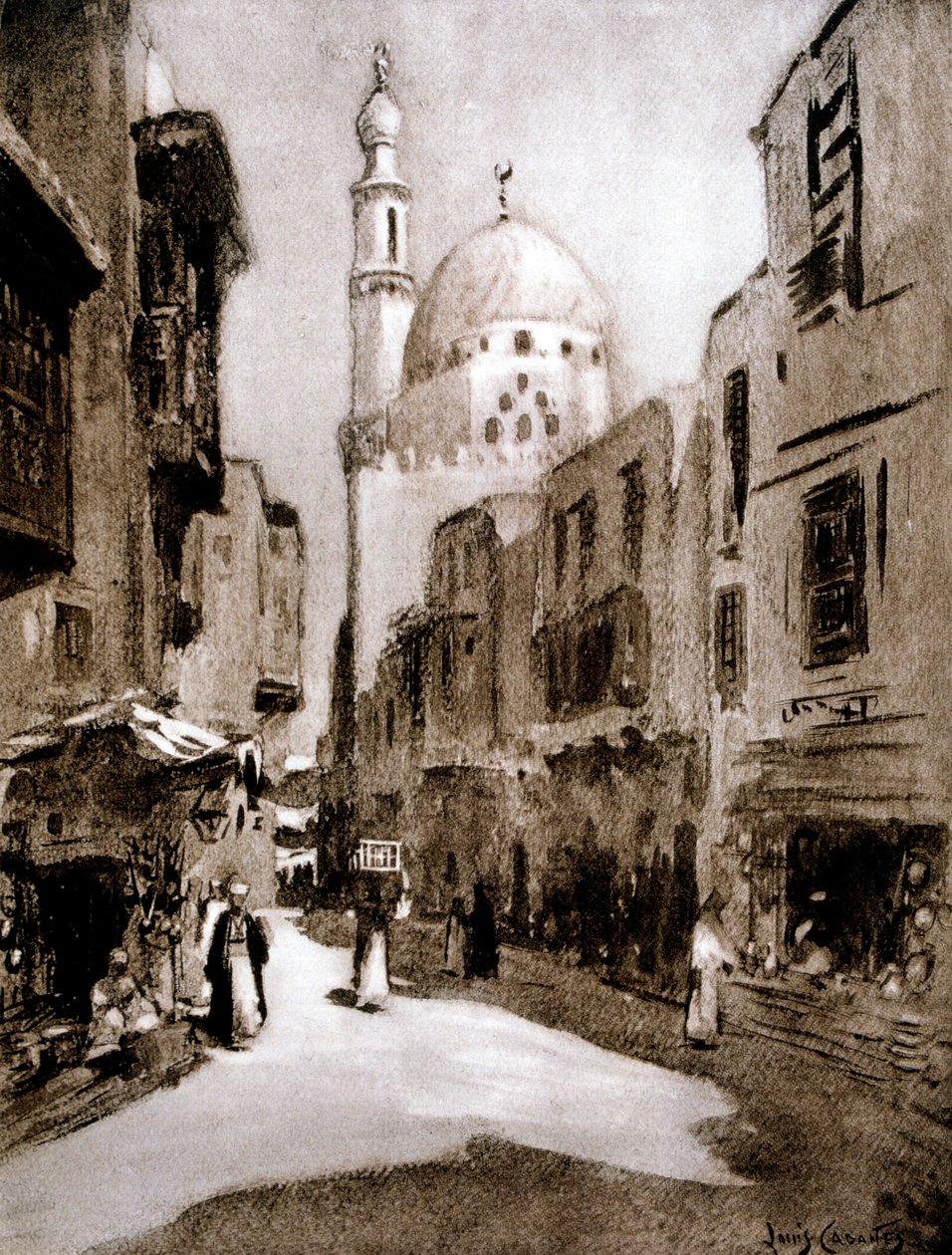 Old Street in Sunlight, Cairo, Egypt, 1928 by Louis Cabanes