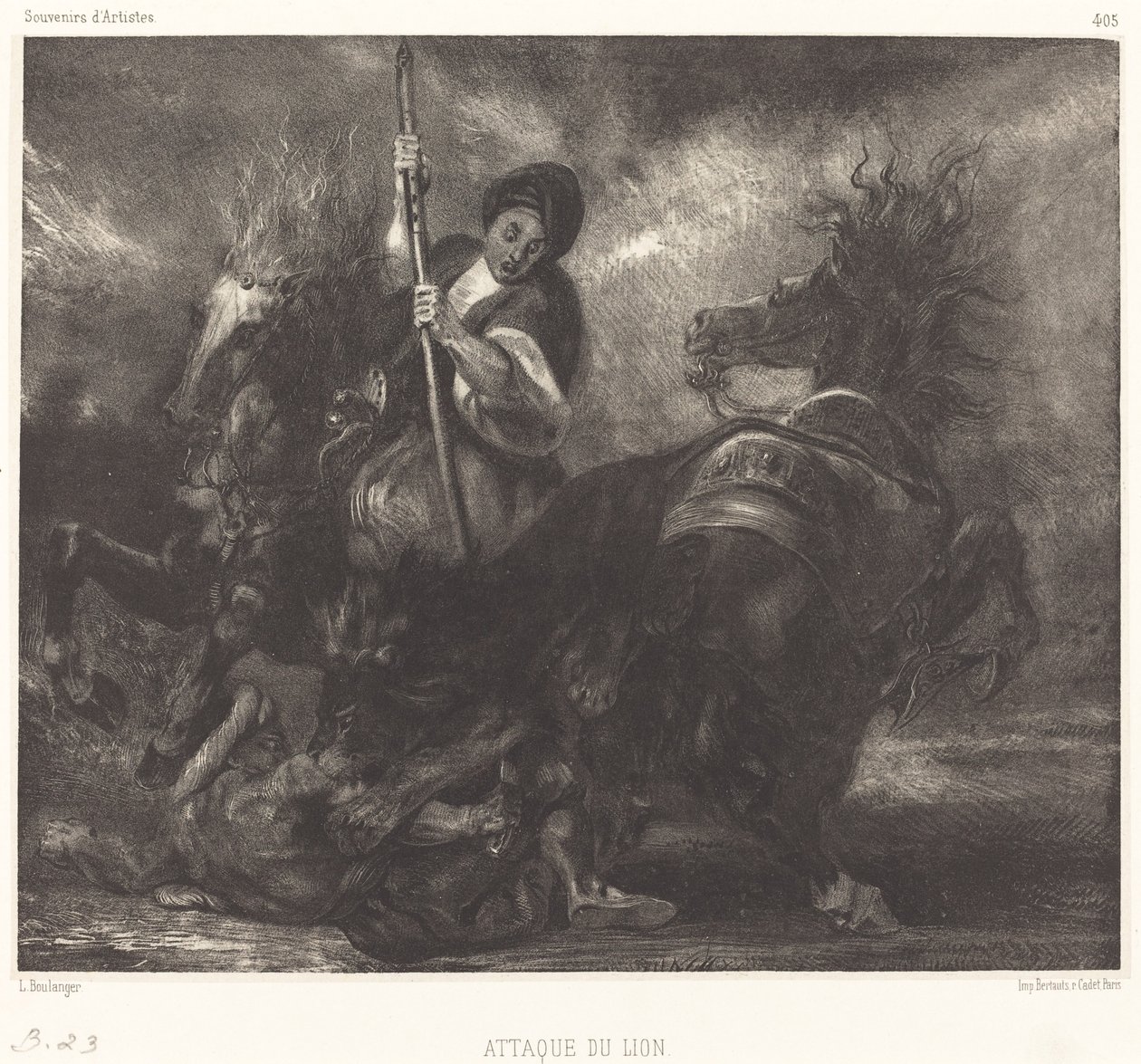 Lion Attack by Louis Candide Boulanger