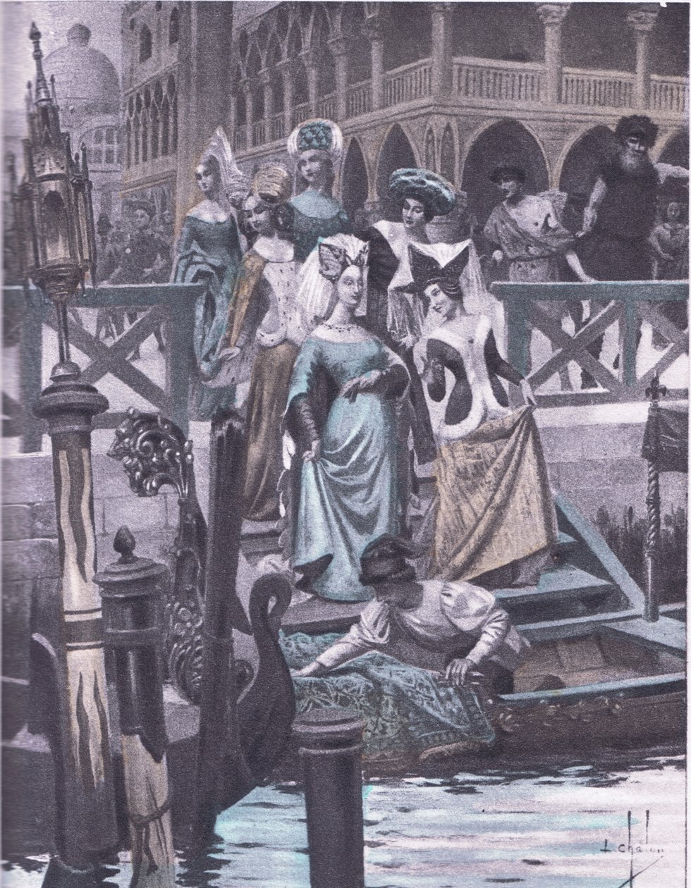 Green geese, illustration from Decameron of Boccaccio by Louis Chalon