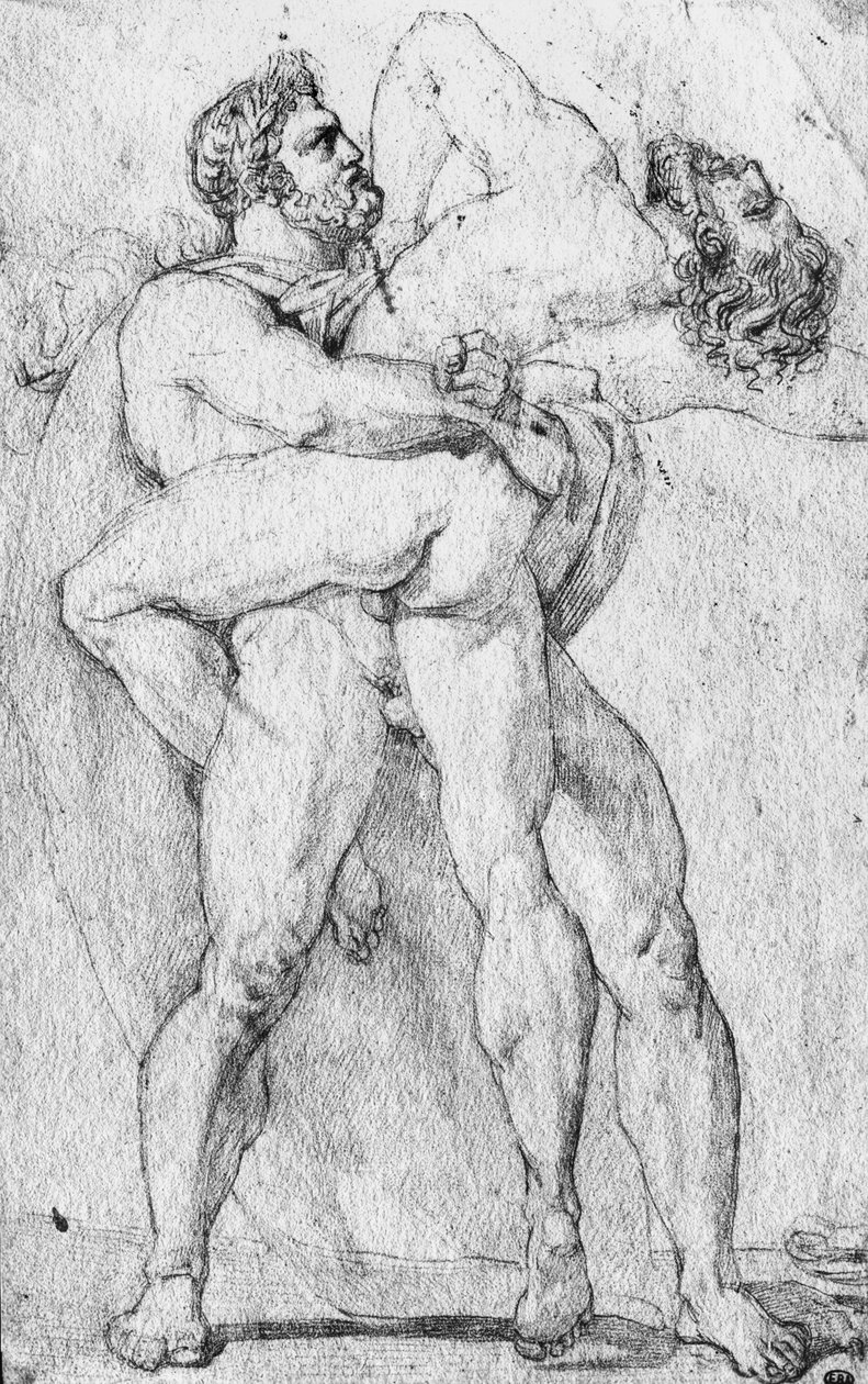 Hercules Strangling Antaeus by Louis Charles Auguste Couder