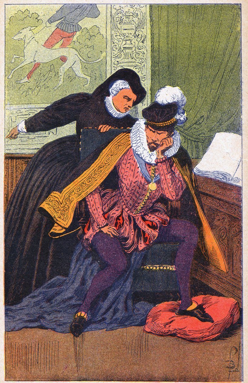 Catherine de Medicis and her son Charles IX by Louis Charles Bombled