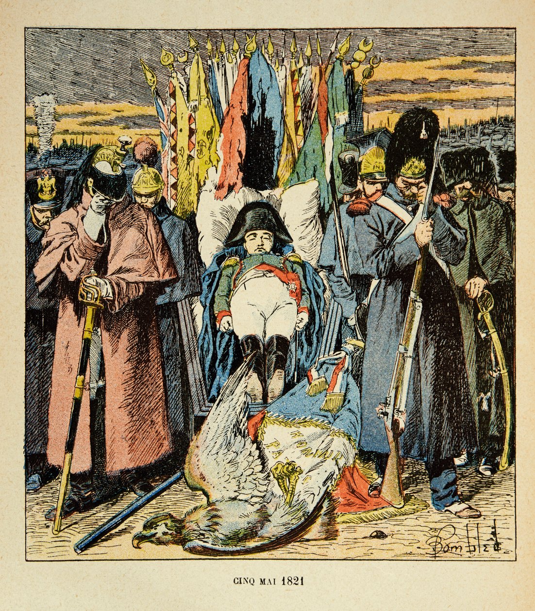 Allegory, The Army pays homage to the Emperor after his death by Louis Charles Bombled