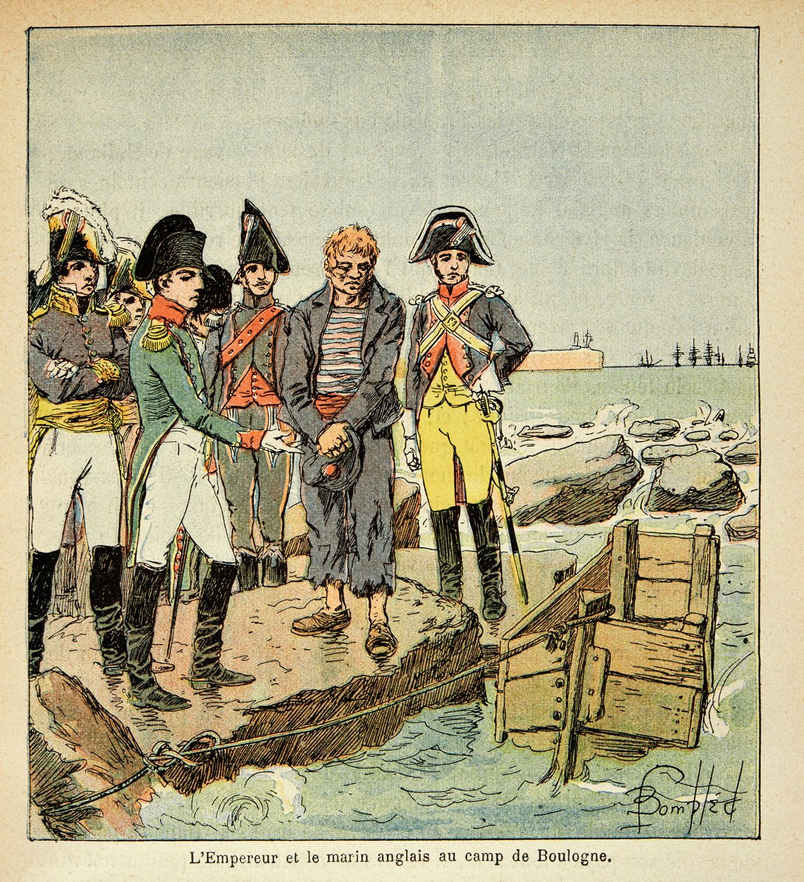 An English sailor seeking to join his country liberated by the Emperor at the camp of Boulogne (Illustration from 