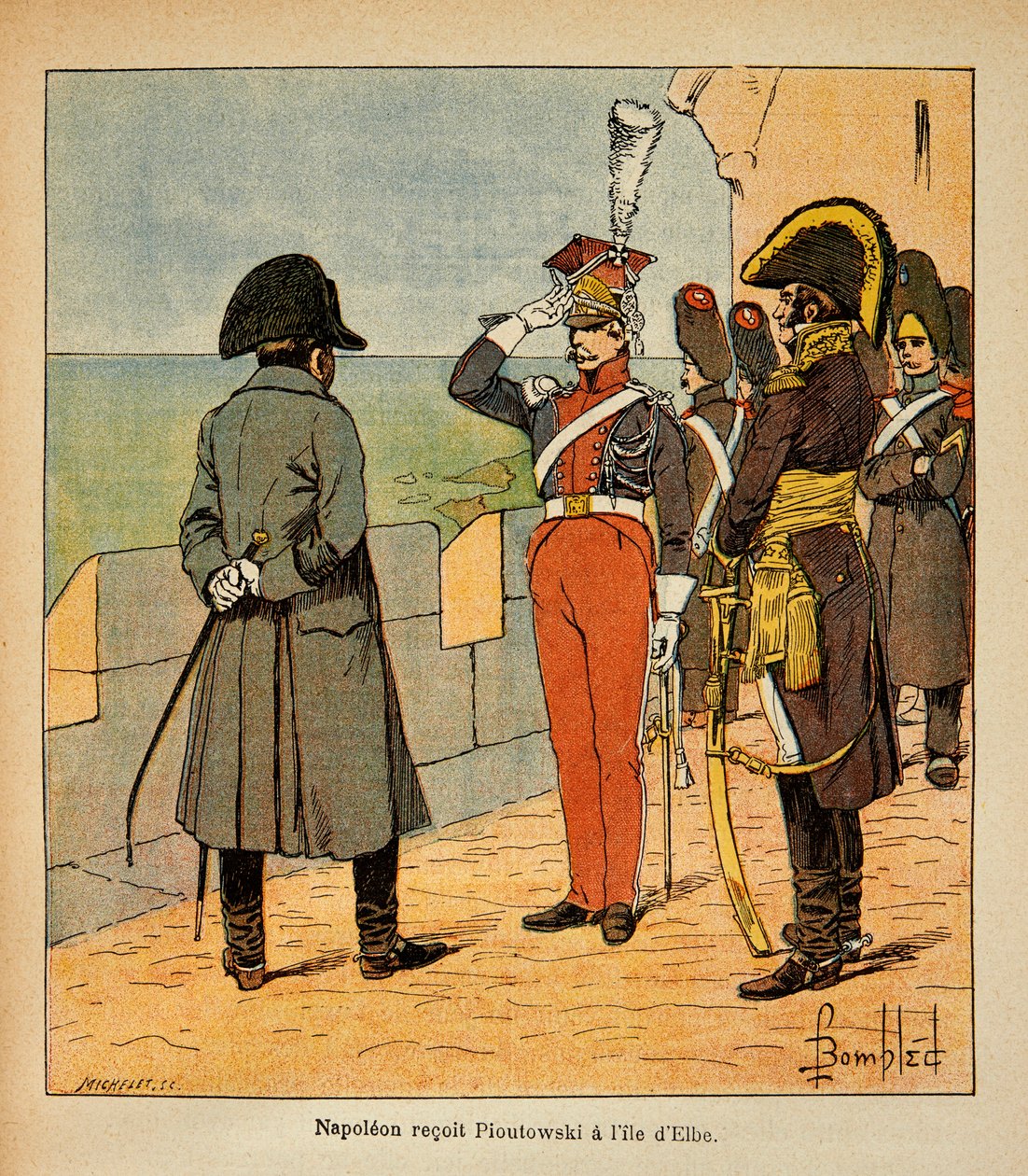 Emperor Napoleon Receives Marshal Poniatowski on Elba Island by Louis Charles Bombled