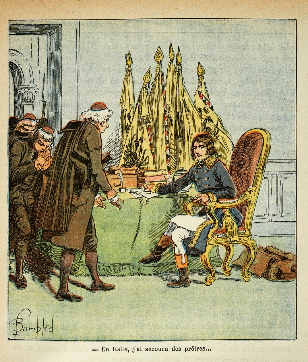 Illustration by Louis Bombled from the book The Memorial of Saint Helene by Count Emmanuel de Las Cases: During the Italian campaign, Bonaparte rescues priests, Private Collection by Louis Charles Bombled