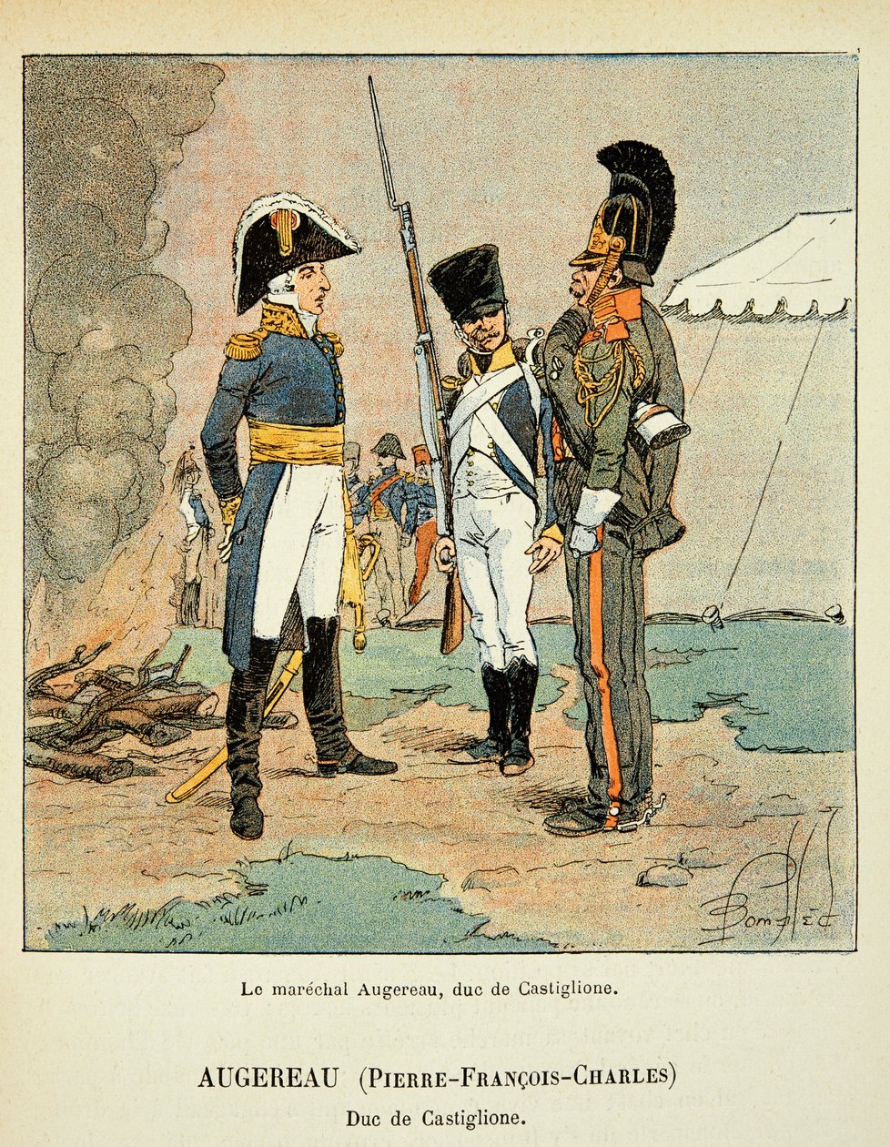 Illustration from the book The Memorial of Saint Helene by Count Emmanuel de Las Cases: Le Marechal Pierre Augereau, Duke of Castiglione by Louis Charles Bombled