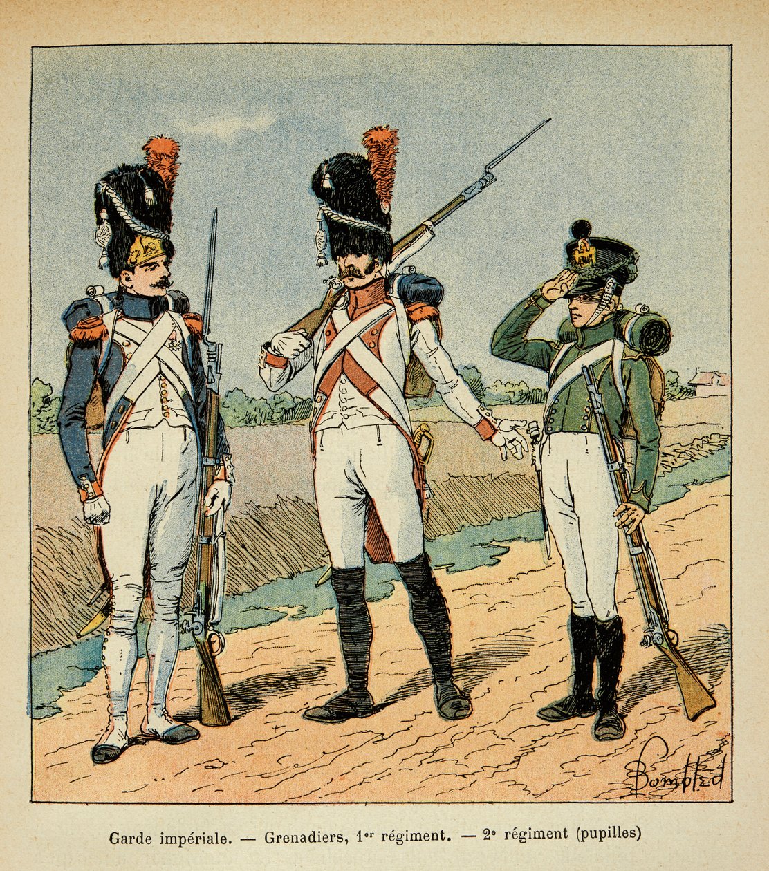 Imperial Guard; Grenadier of the 1st regiment; pupils of the 2nd regiment by Louis Charles Bombled