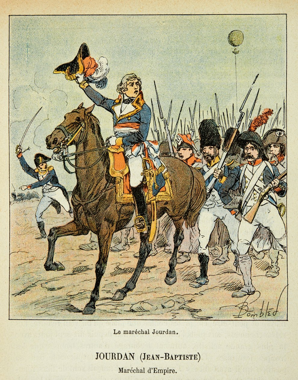 Marshal Jean Baptiste Jourdan at the head of his troops from the book 