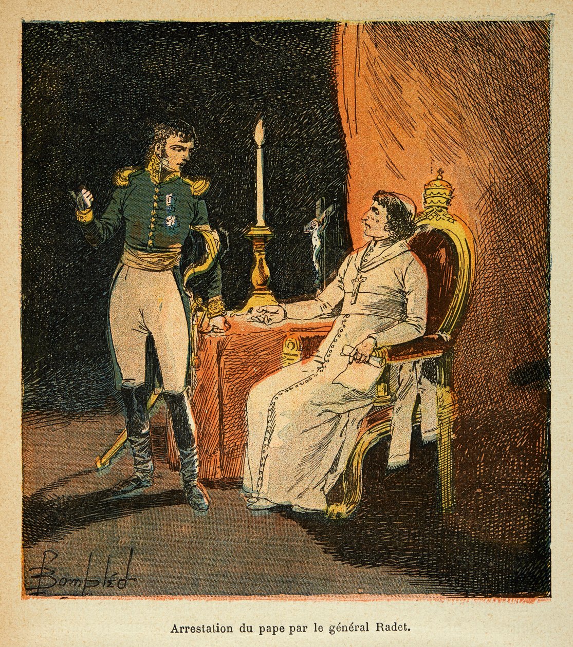 Arrest of Pope Pius VII by General Stephen Radet in 1809 (Illustration from 