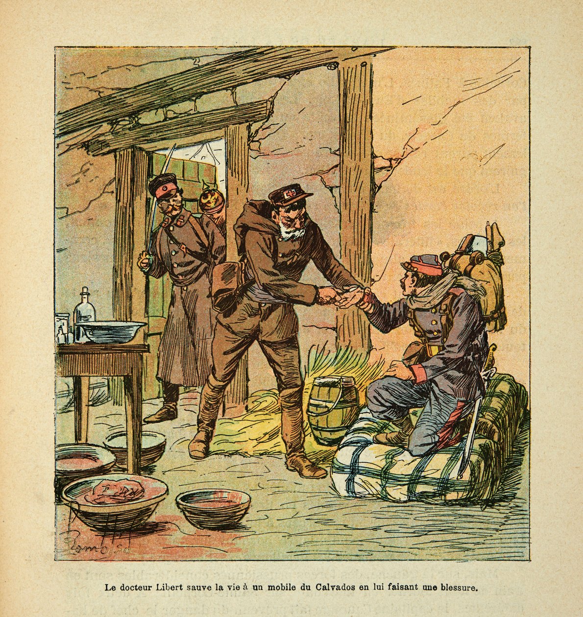 Dr Libert Saves Life to a Motive of Calvados by Wounding Him by Louis Charles Bombled