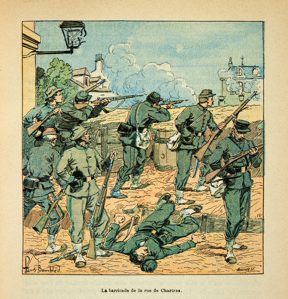 Battle at Chateaudun on 18 October 1870, the Barricade of Rue de Chartres by Louis Charles Bombled