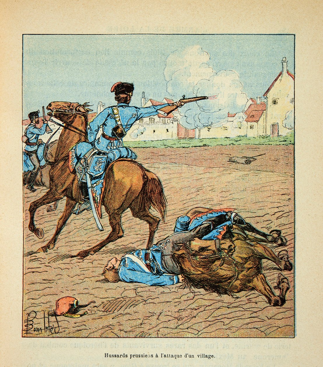 The Army of the Loire: Prussian Hussars Attacked a Village in October 1870 by Louis Charles Bombled