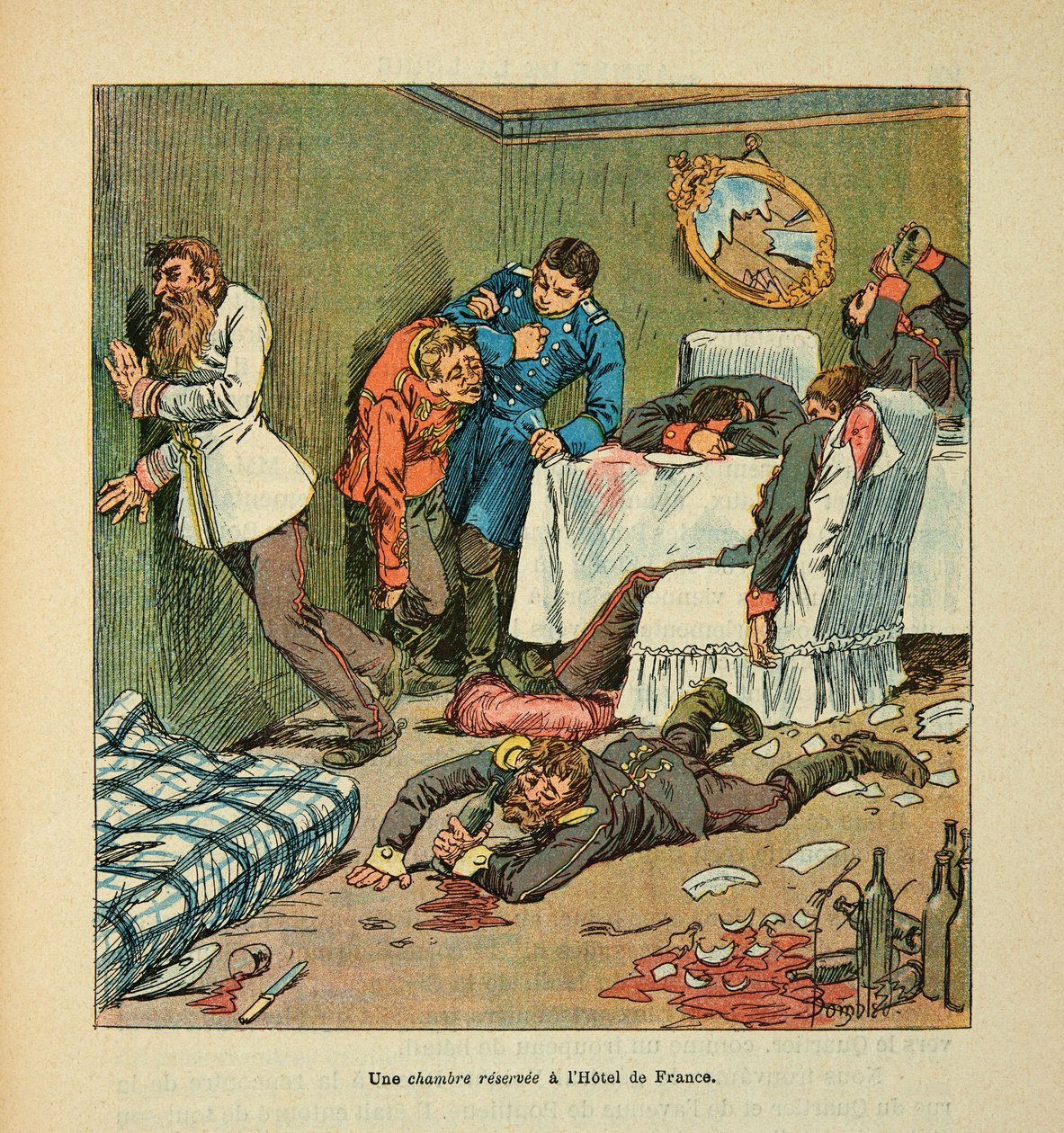 A Room at the Hotel de France au Mans, Drunken Prussians by Louis Charles Bombled