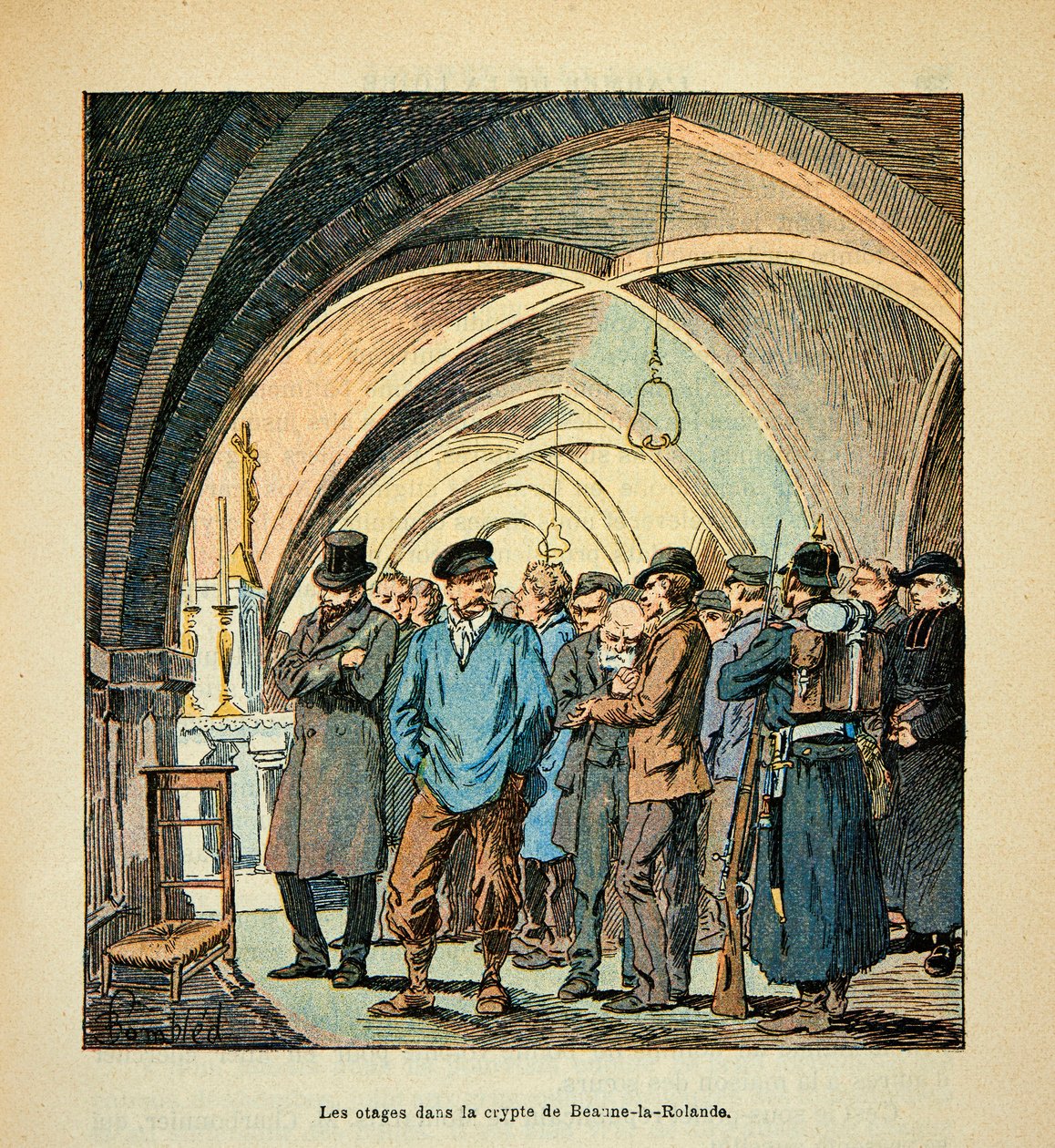 French Hostages in the Crypt of Beaune La Rolande During the Fighting on November 28, 1870 by Louis Charles Bombled