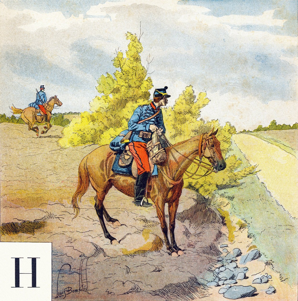 Letter H: Hussars, "I Will Be a Soldier" - Military Alphabet by Louis Charles Bombled