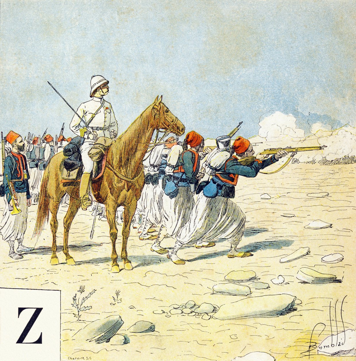 Letter Z: Zouaves, "I will be a soldier" - Military alphabet by Louis Charles Bombled