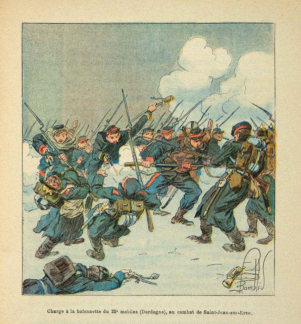 Charge to the Bayonet of the 22nd Mobile in the Battle of Saint Jean sur Evre in January 1871 by Louis Charles Bombled