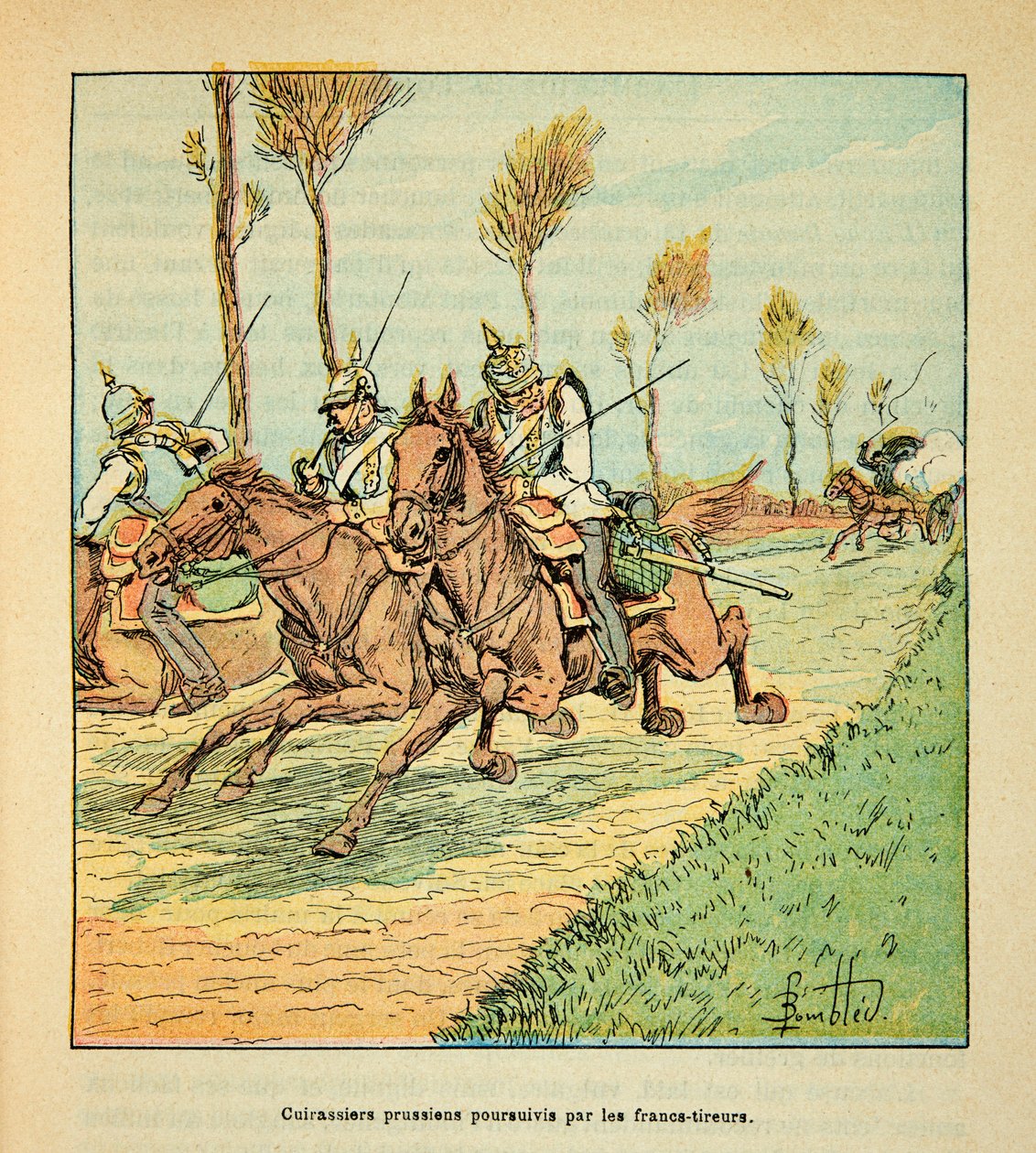 Prussian Cuirassiers pursued by the Freicists in October 1870 by Louis Charles Bombled
