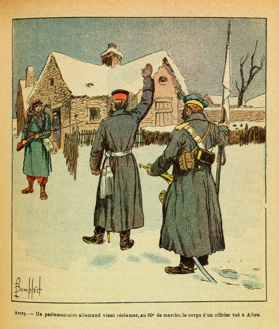 The Eastern Army: January 1871, Arcey, a German Parliamentarian Comes to Reclaim at the 60th March, the Body of an Officer Killed in Aibre by Louis Charles Bombled