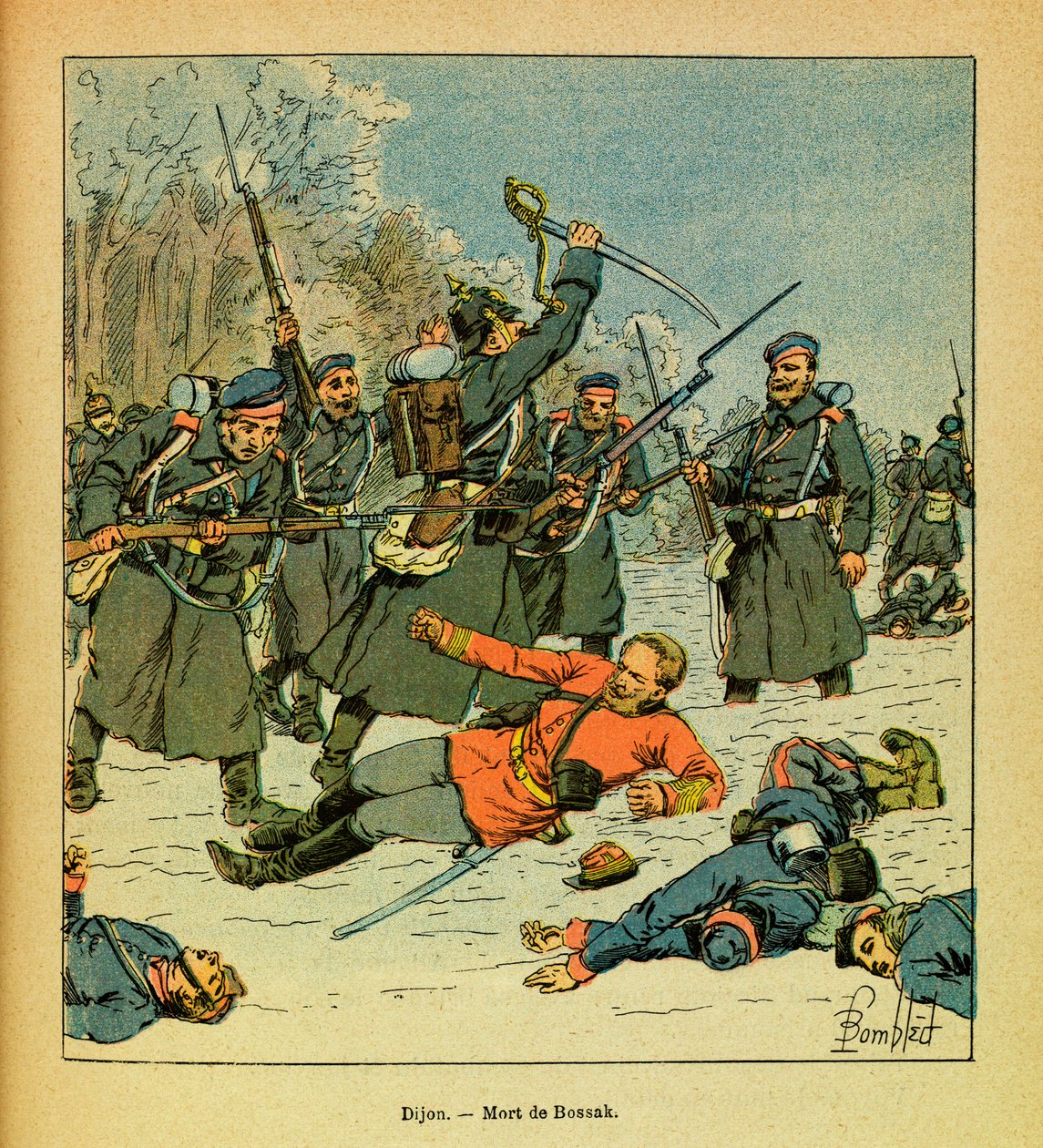 The Eastern Army of Eugene Sergeant, Illustrated by Louis Bombled: Death of General Bossak-Hauke by Louis Charles Bombled