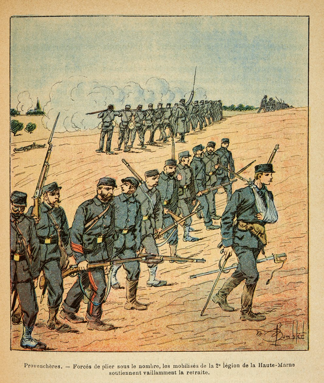 In Provencheres, the mobiliises of the 2nd Legion of the Upper Marne forced to retreat under the number of enemies (The Eastern Armee) by Louis Charles Bombled
