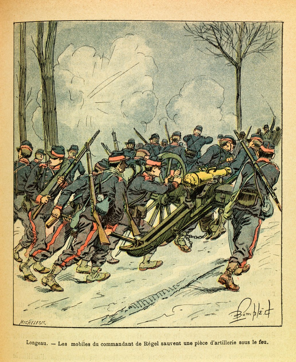 The Eastern Armee of Eugene Sergeant, Illustrated by Louis Bombled: December 1870, During the Battle of Longeau, the Motives of the Commander of Regel Rescued a Cannon Under Enemy Fire by Louis Charles Bombled