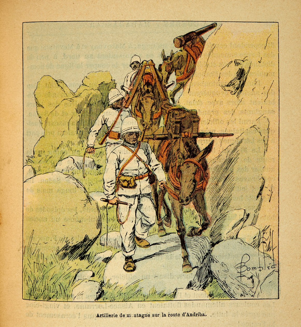 The War in Madagascar: Mountain Artillery on the Andriba Road to Madagascar in 1895, Private Collection by Louis Charles Bombled