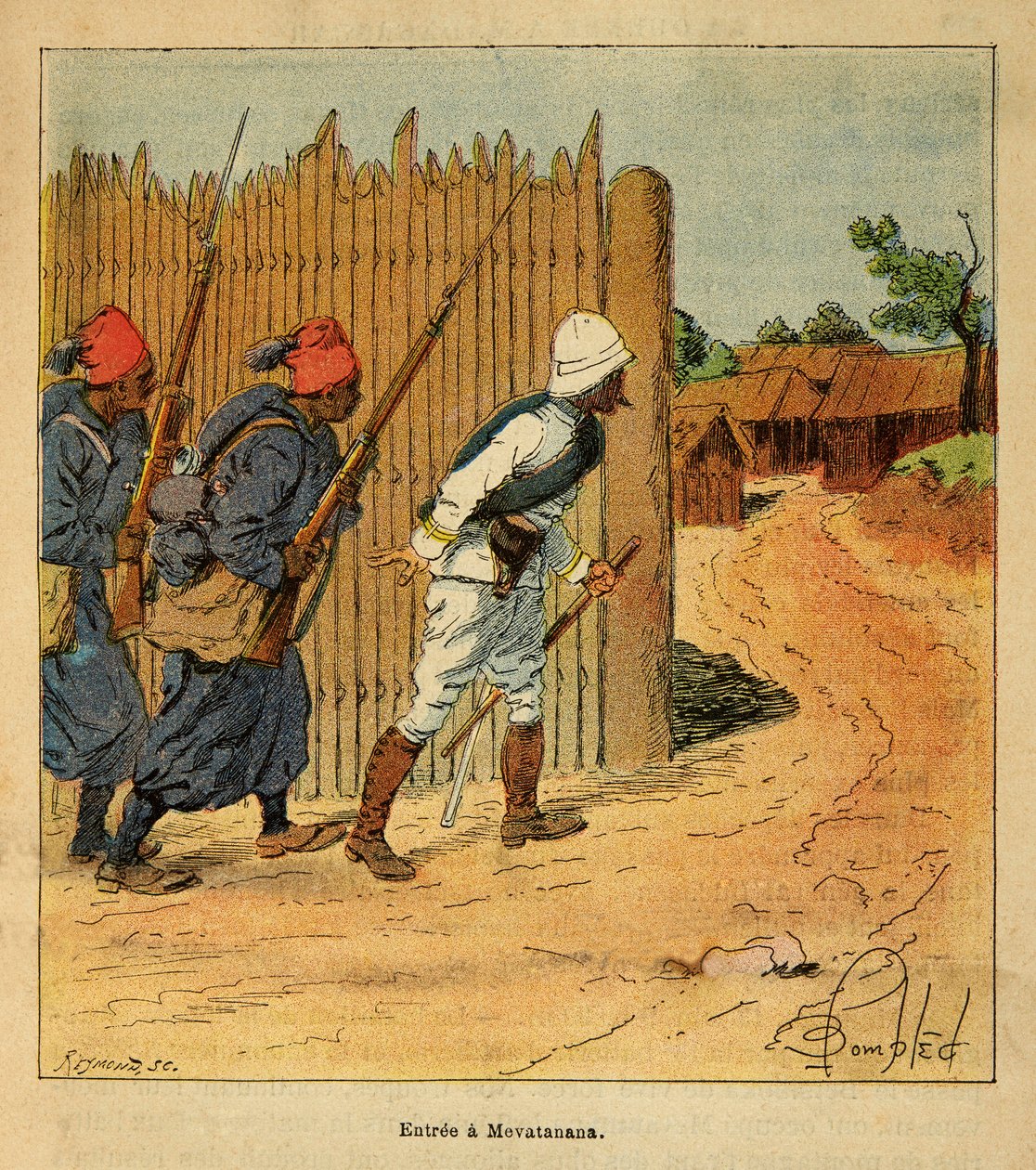 The War in Madagascar: French Troops Entered the Village of Mevatanana in 1895, Private Collection by Louis Charles Bombled