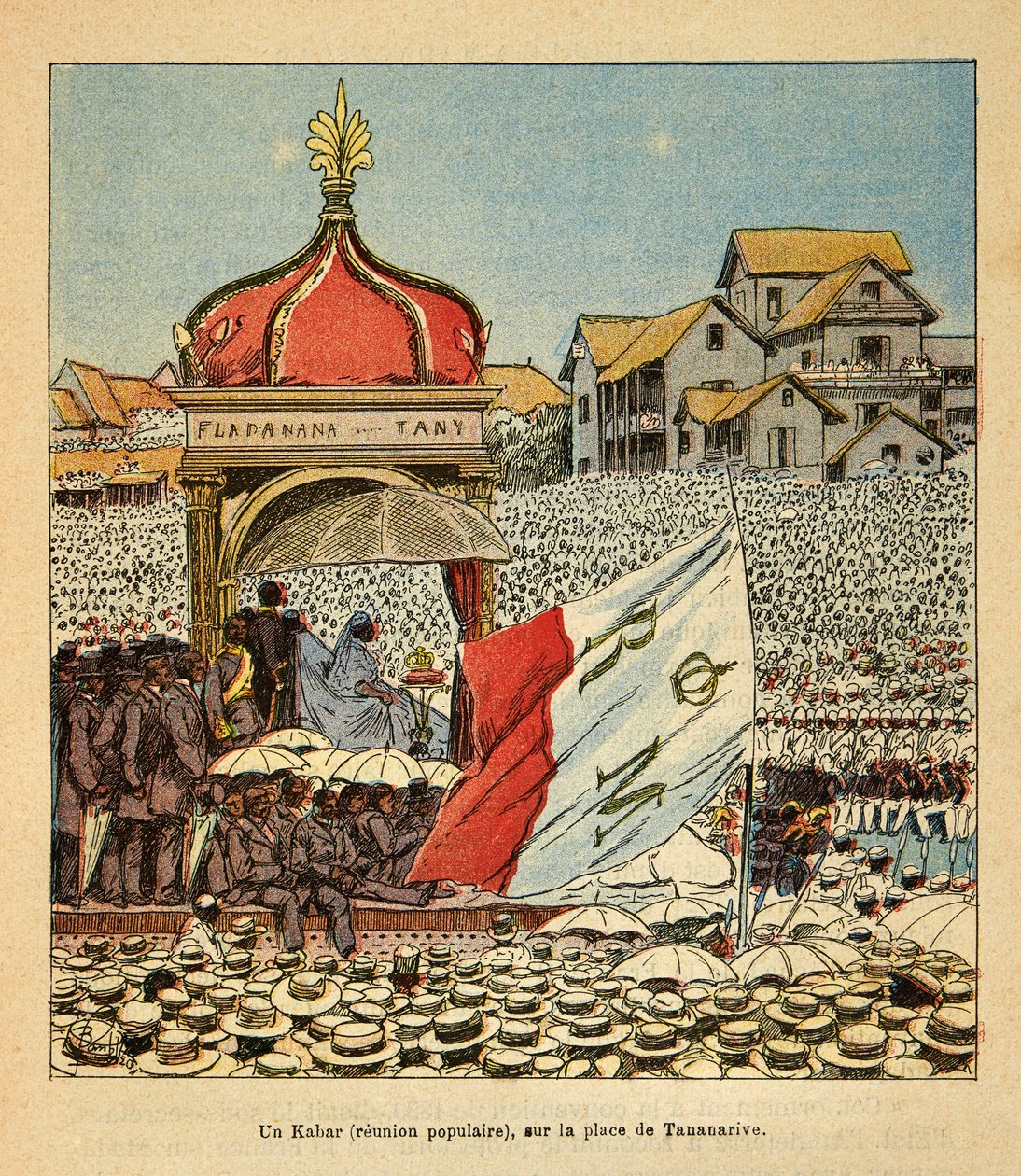 A Kabar (Popular Meeting) on Tananarive Square in the 19th Century in the Presence of the Queen by Louis Charles Bombled
