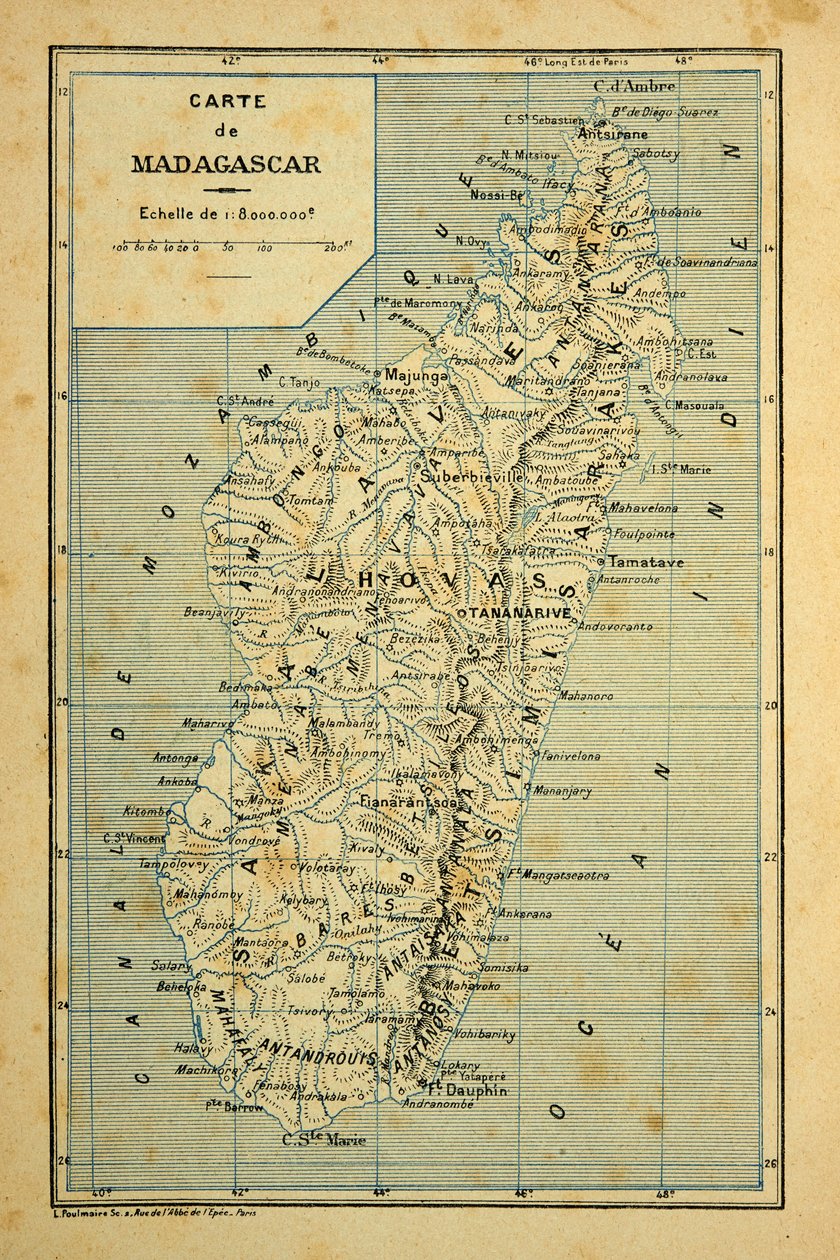 The War in Madagascar: Map of Madagascar by Louis Charles Bombled