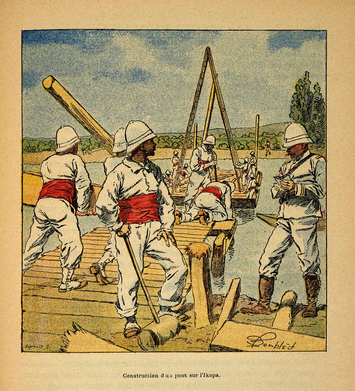 The War in Madagascar: Construction of a bridge on the Ikopa River in 1895 by Louis Charles Bombled