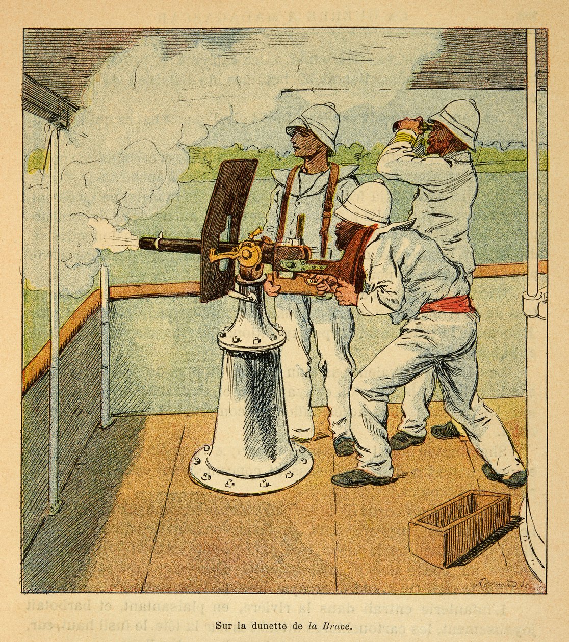The War in Madagascar: Cannon shot on the Hovas aboard the canoniere 