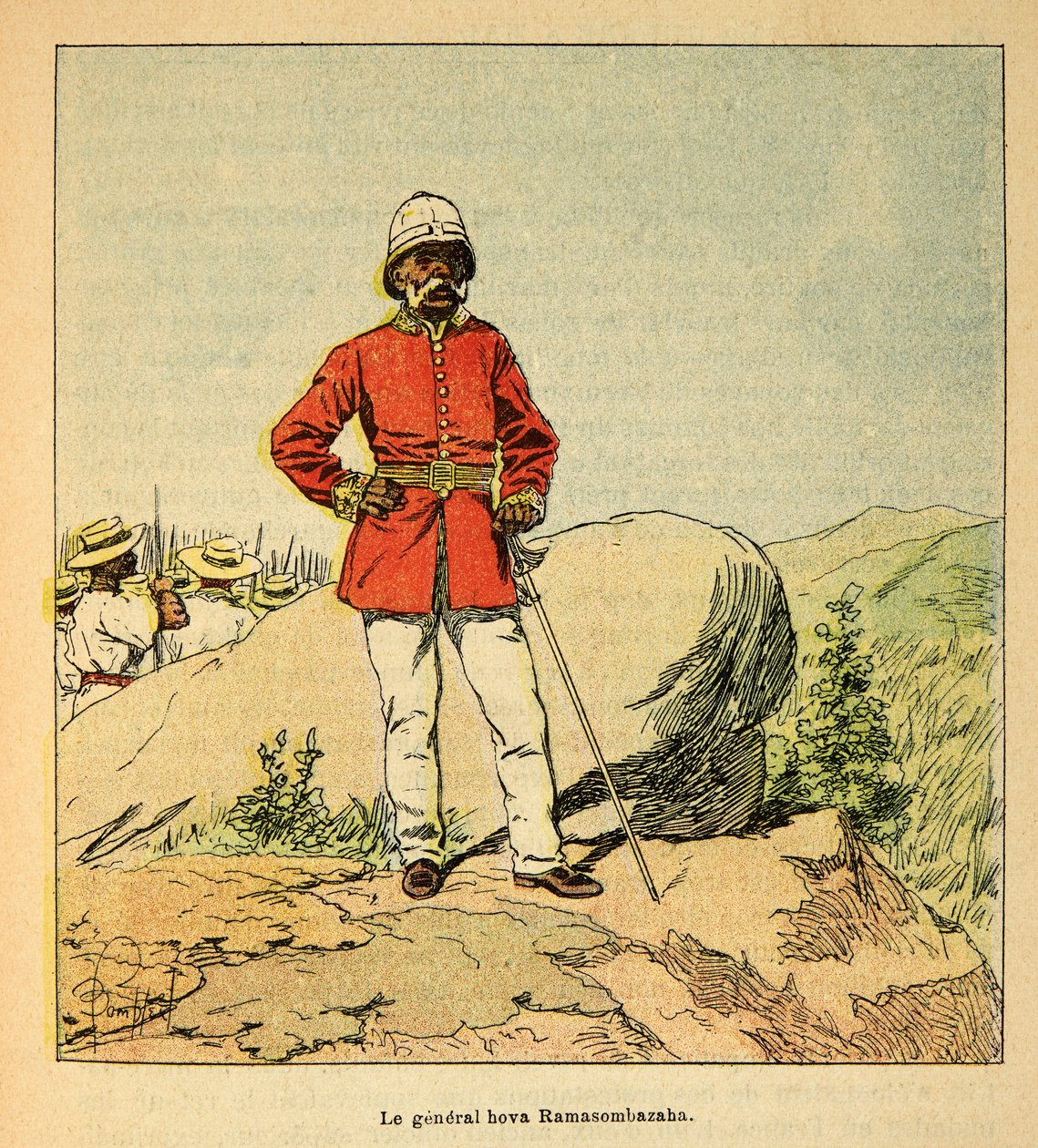 The War in Madagascar: Anecdotal History of the French Expeditions of 1885-1895 by Henri Galli, Illustrated by Louis Bombled: Portrait of General Hova Ramasombazaha by Louis Charles Bombled