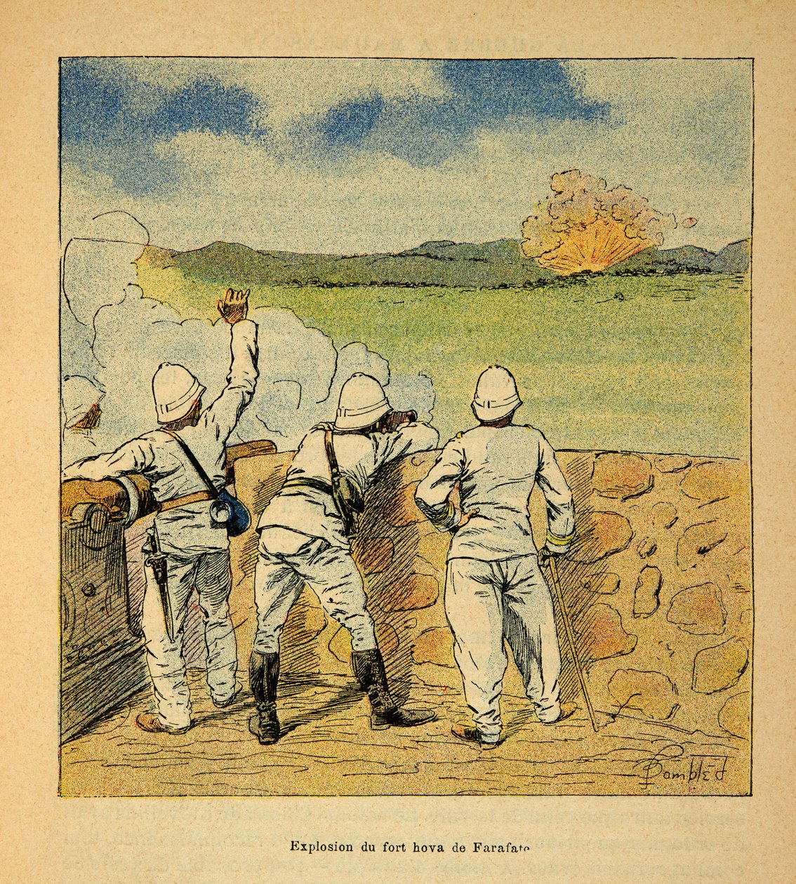 The War in Madagascar: Explosion of Fort Hova in Farafate in 1895 by Louis Charles Bombled