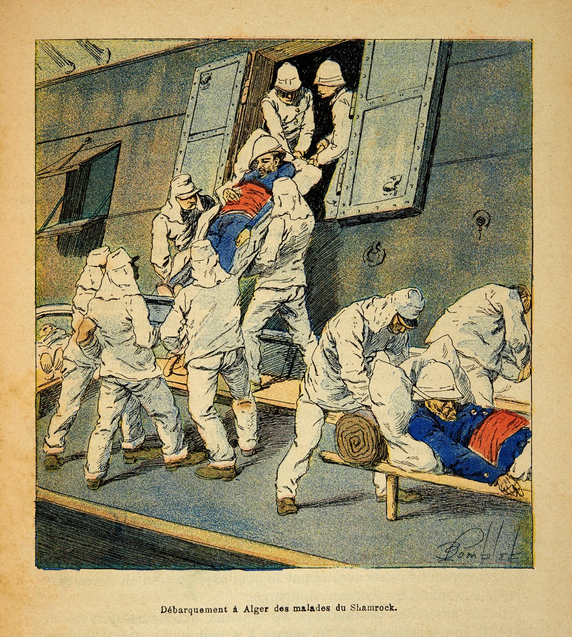 The War in Madagascar: Debarkment to Algiers in 1895 of the Sick Troops of the Hospital Ship the Shamrock from Madagascar by Louis Charles Bombled