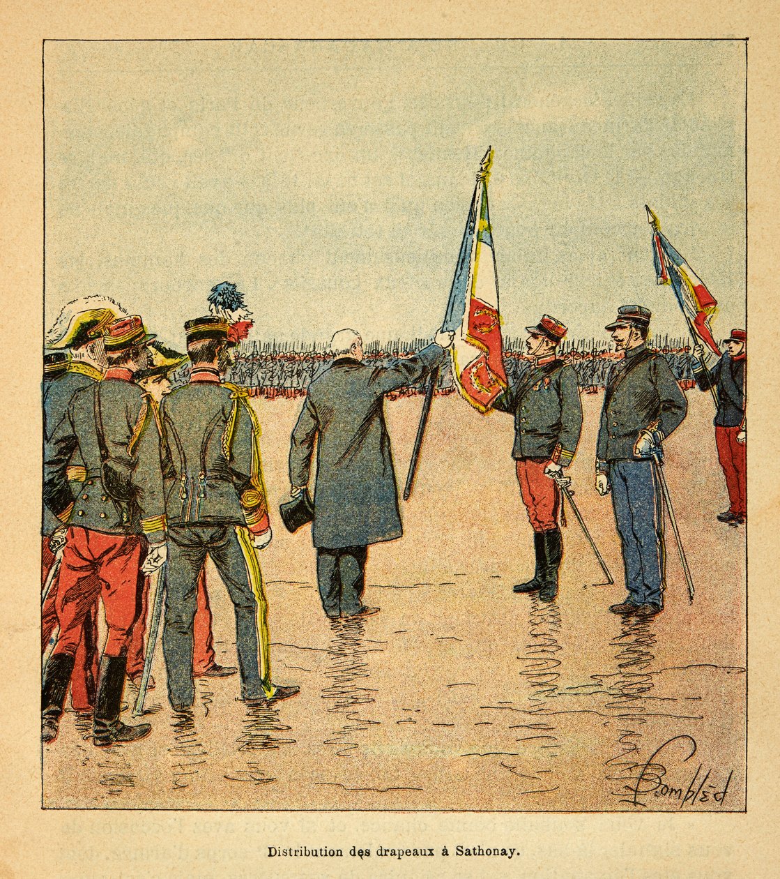 The War in Madagascar: Distribution of Flags in Sathonay to the Troops Departing for Madagascar in 1895 by Louis Charles Bombled