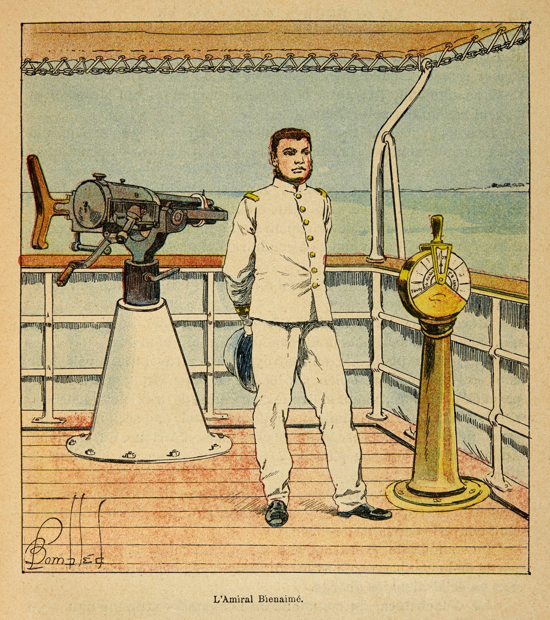 The War in Madagascar - Anecdotal History of the French Expeditions of 1885-1895 by Henri Galli, Illustrated by Louis Bombled: Portrait of Admiral Bienaime, Private Collection by Louis Charles Bombled